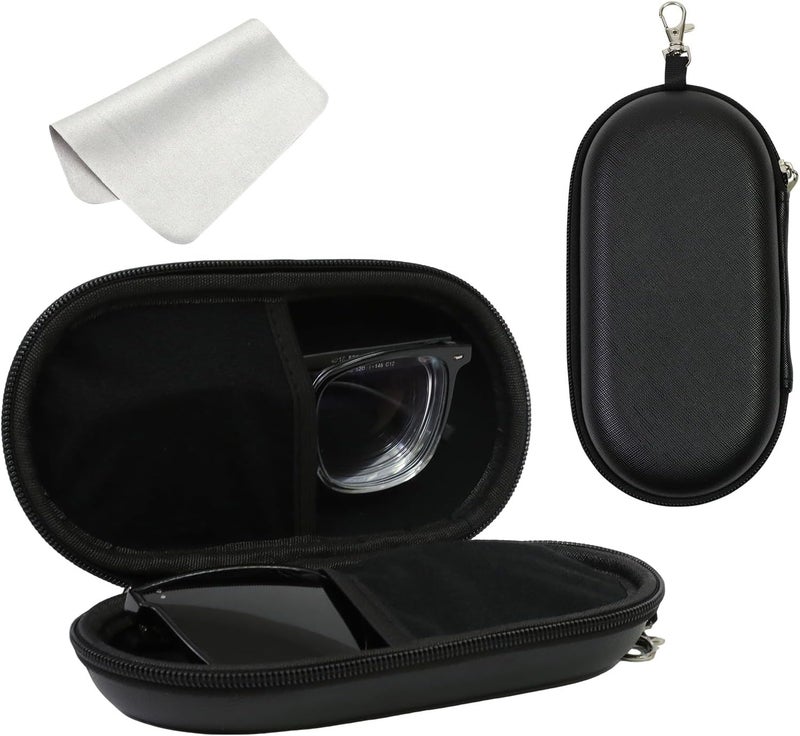 FlyingMage Store Double Eyeglasses Case, Hard Shell Dual Sunglasses Organizer with Zipper Clip Travel Glasses Storage for Women Men - Image 1